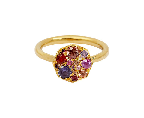 Pink and Citrus Sapphire Iris Ring