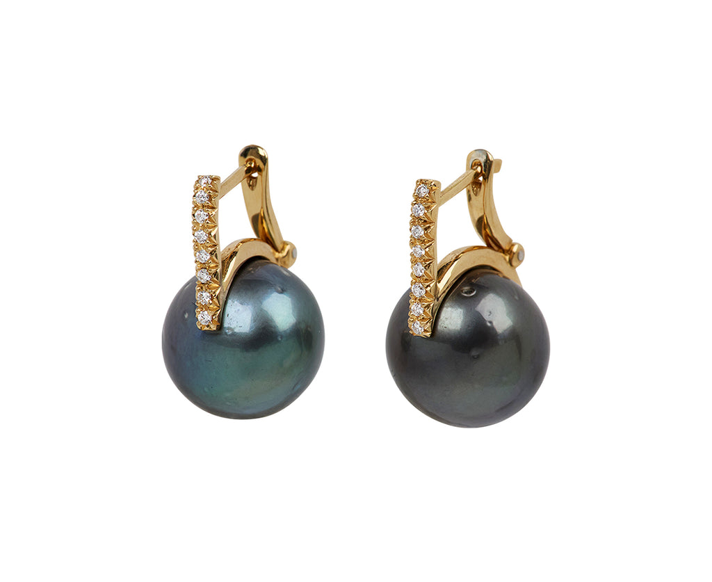 Diamond and Pearl Drop Earrings