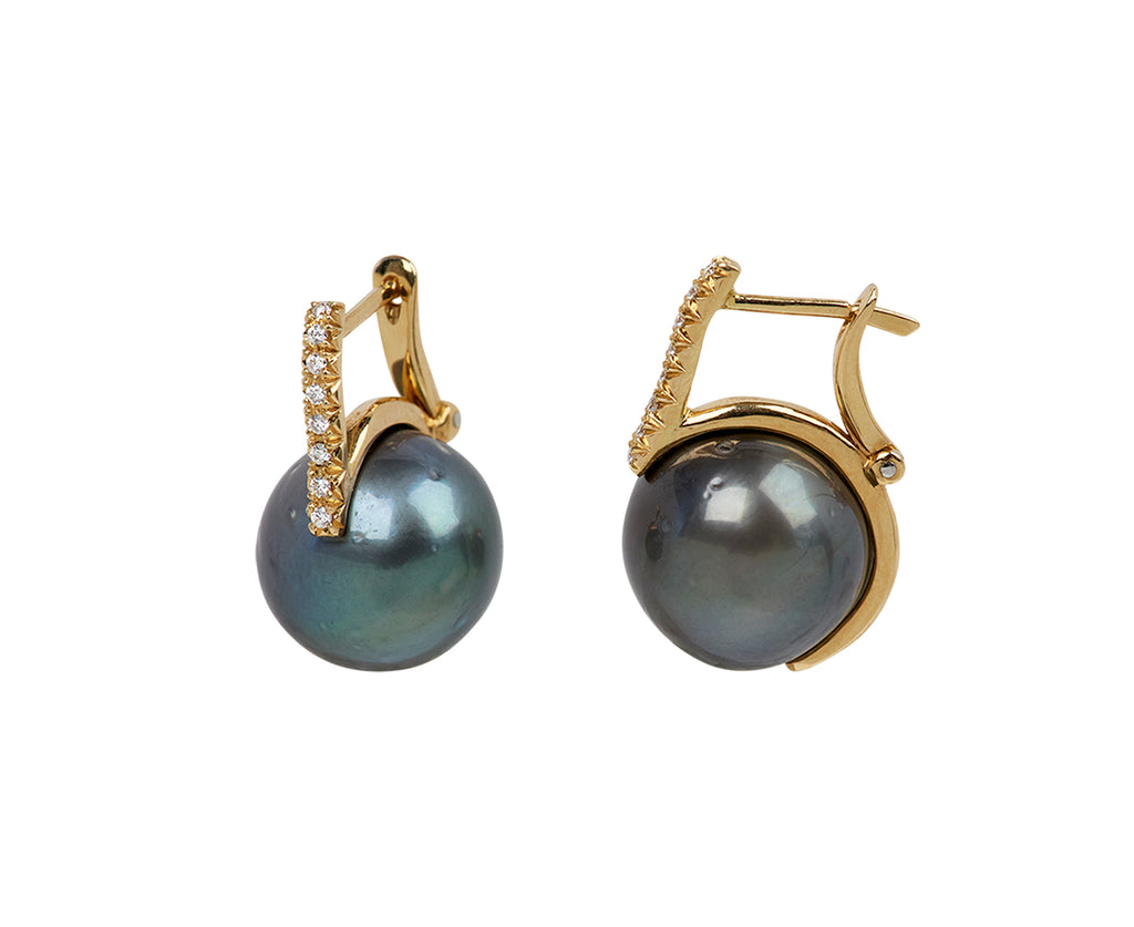 Diamond and Pearl Drop Earrings