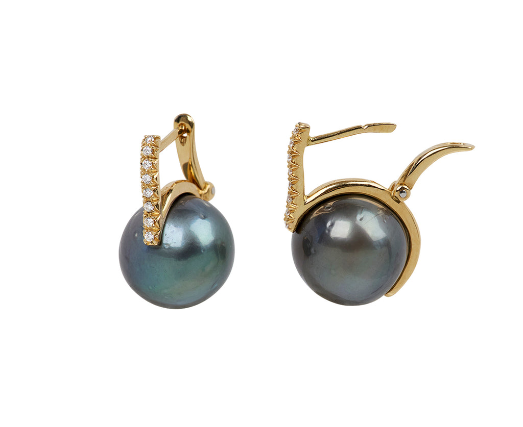 Diamond and Pearl Drop Earrings