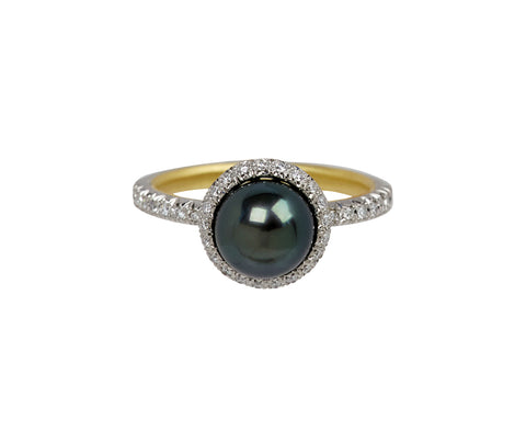 Tahitian Pearl and Diamond Ring