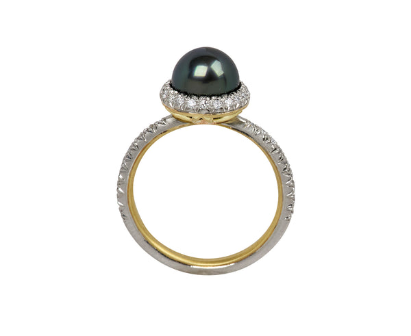 Hum Tahitian Pearl and Diamond Ring