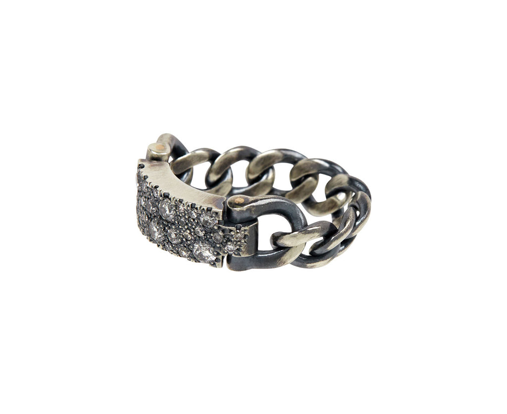 Icy Gray Diamond Bar Chain Ring