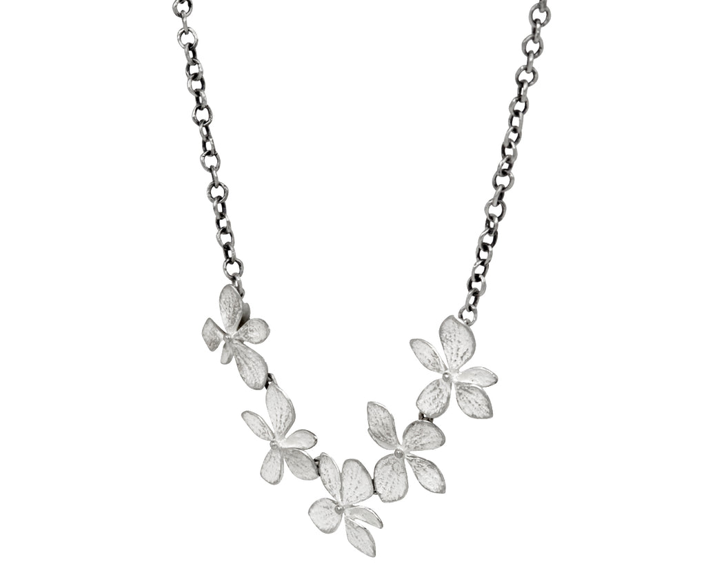 John Iversen Sterling Silver Multi-Hydrangea Necklace - Side View