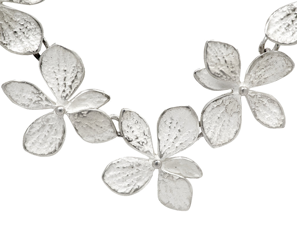 John Iversen Sterling Silver Multi-Hydrangea Necklace - Closeup