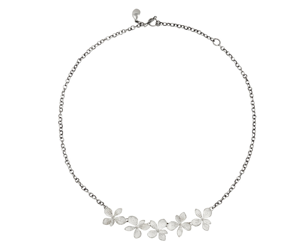 John Iversen Sterling Silver Multi-Hydrangea Necklace - Top Down View