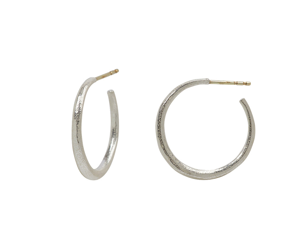 John Iversen White Silver Hoops - Side View