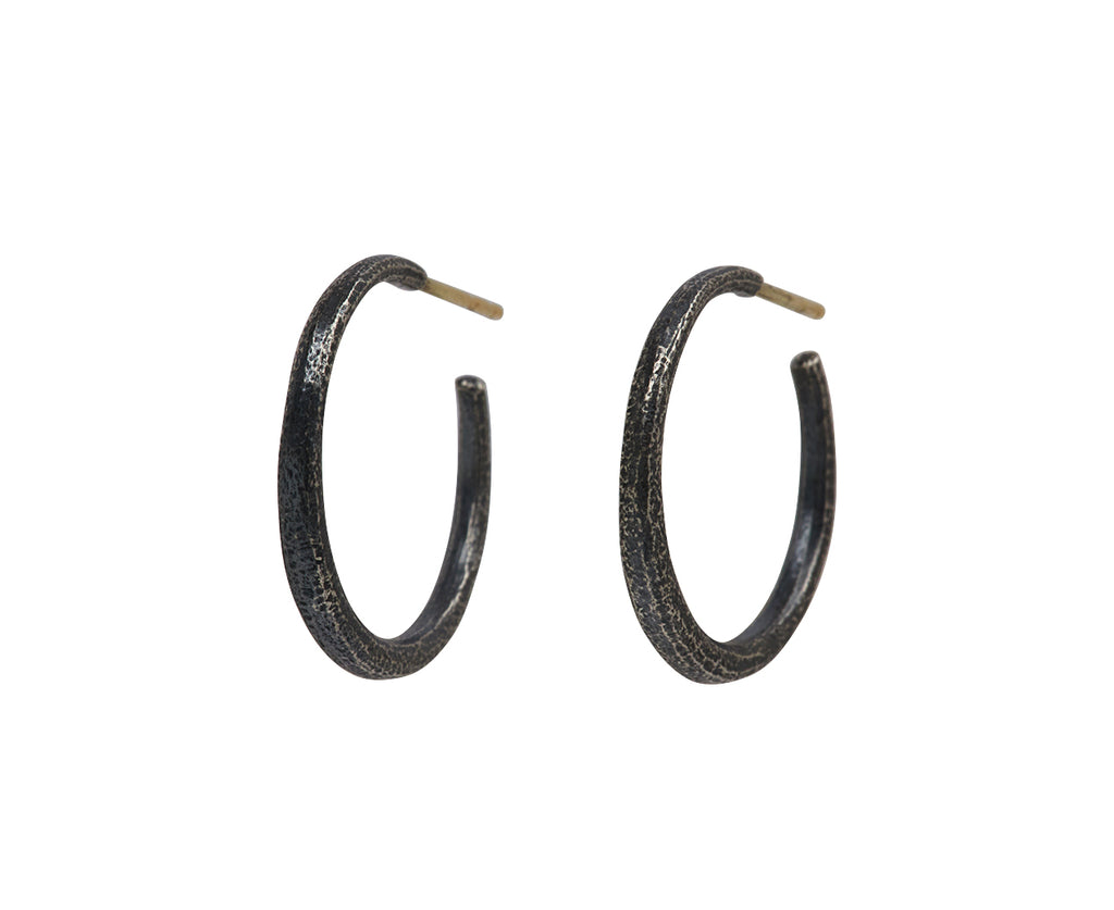 John Iversen Mini Black Silver Hoop Earrings