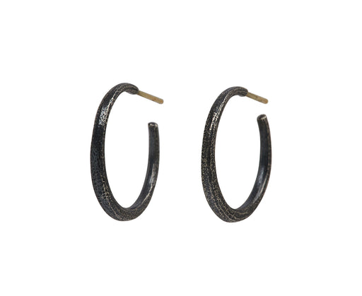 John Iversen Mini Black Silver Hoop Earrings