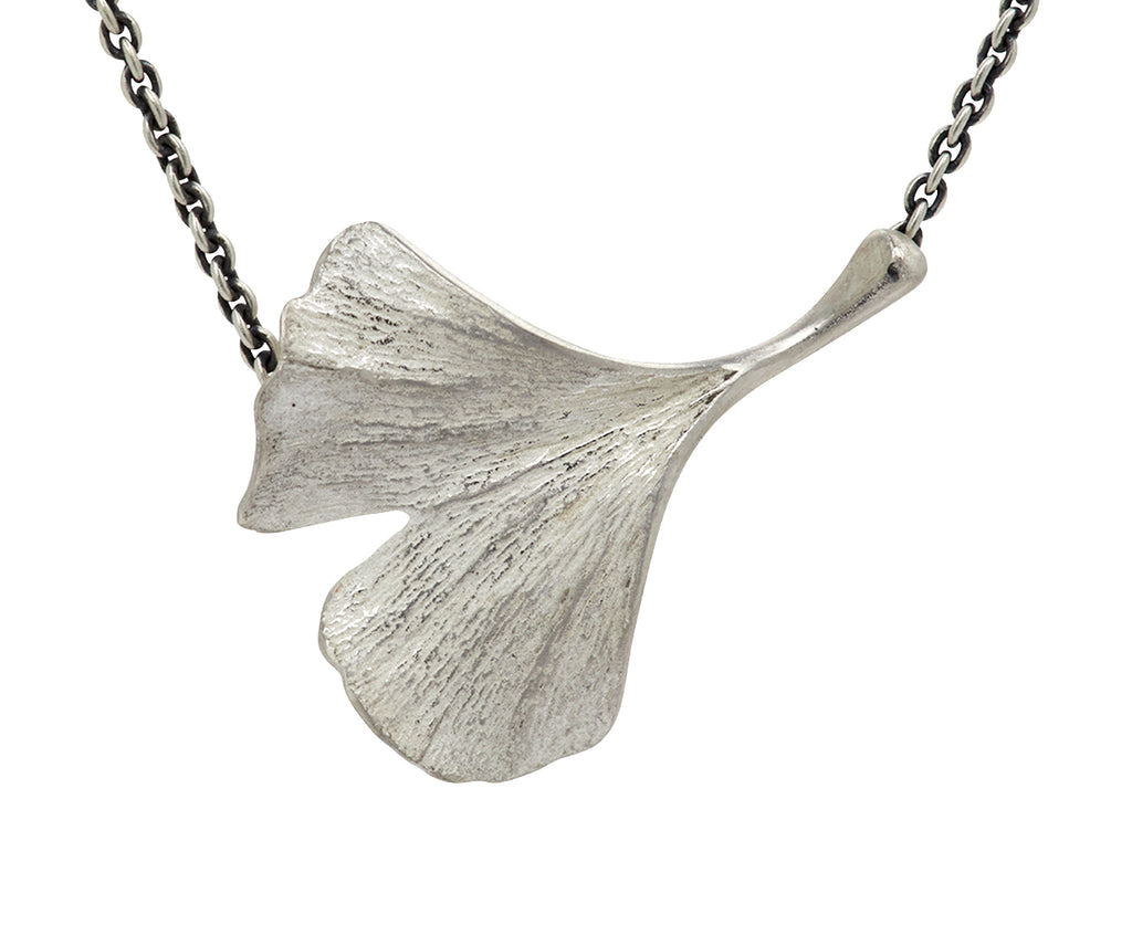 John Iversen Ginkgo Leaf Pendant Necklace - Closeup