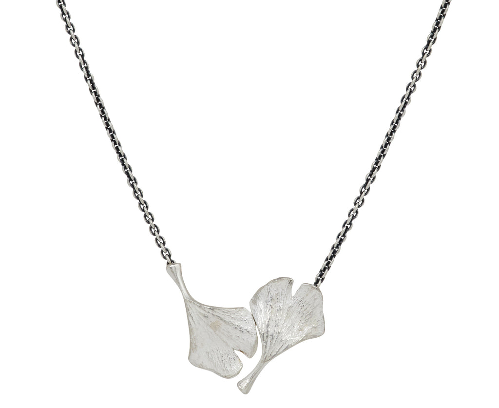 John Iversen Double Ginkgo Leaf Pendant Necklace