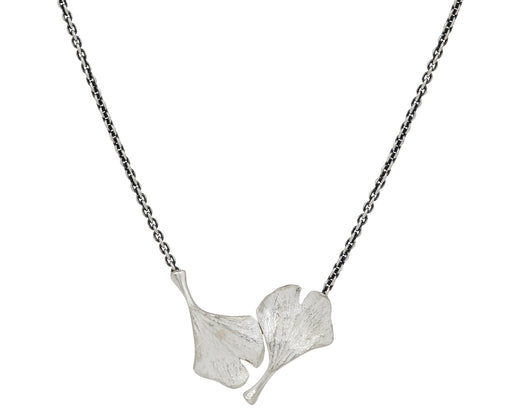 John Iversen Double Ginkgo Leaf Pendant Necklace