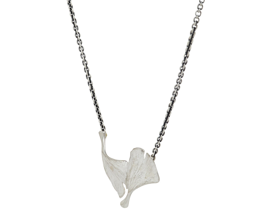 John Iversen Double Ginkgo Leaf Pendant Necklace - Side View