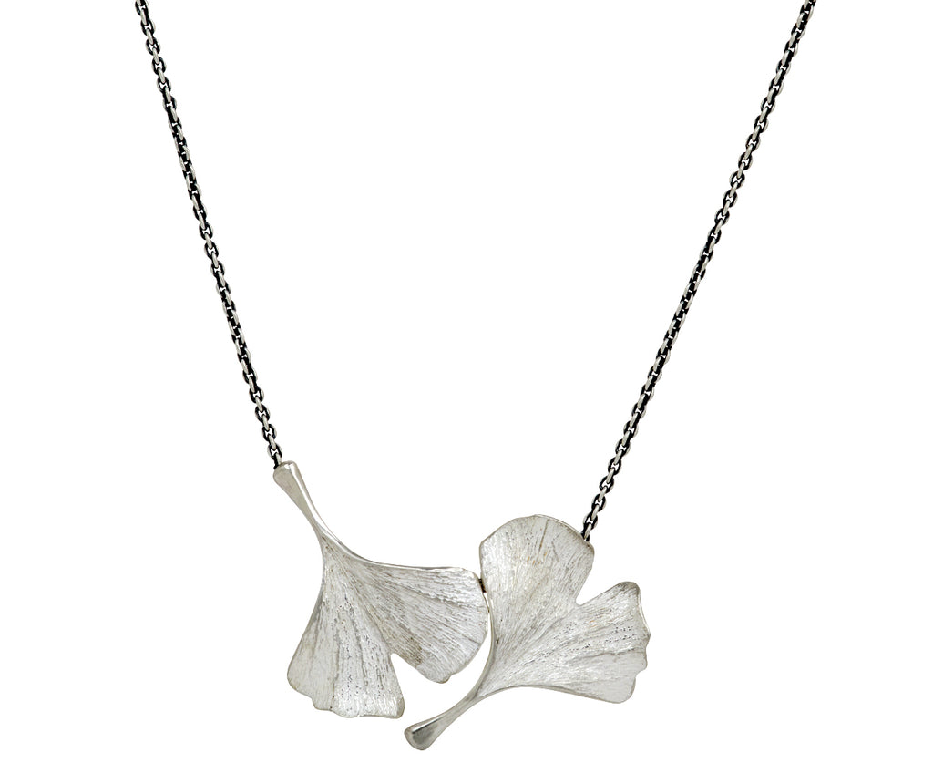 John Iversen Double Ginkgo Leaf Pendant Necklace