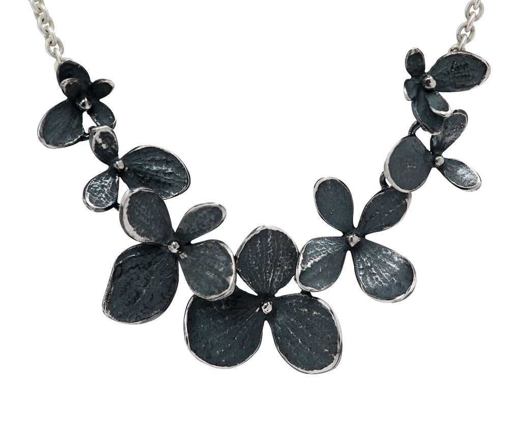 John Iversen Two Tone Hydrangea Flower Necklace - Closeup