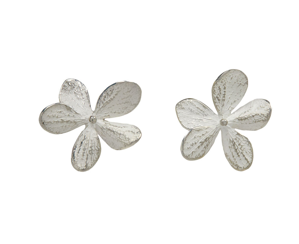 Silver Large Hydrangea Stud Earrings