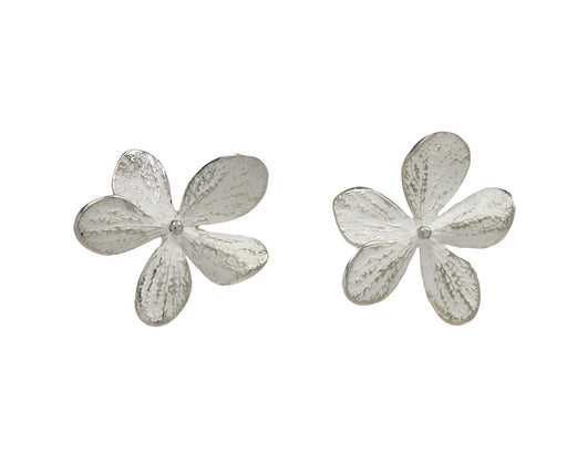 Silver Large Hydrangea Stud Earrings