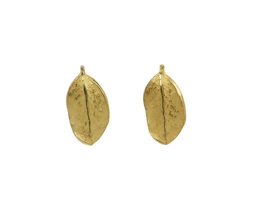 John Iversen Gold Single Leaf Stud Earrings