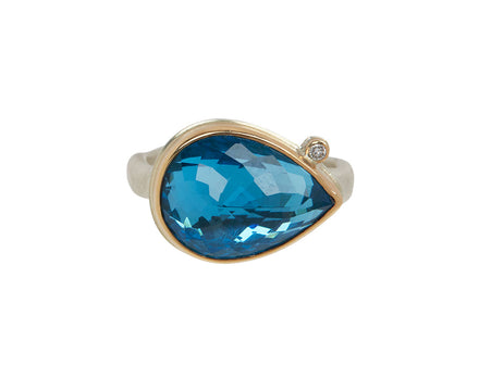 Jamie Joseph Inverted Swiss Blue Topaz and Diamond Ring