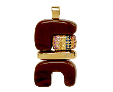 Joelle Kharrat Tigers Eye and Sapphire Fire Totem Pendant ONLY