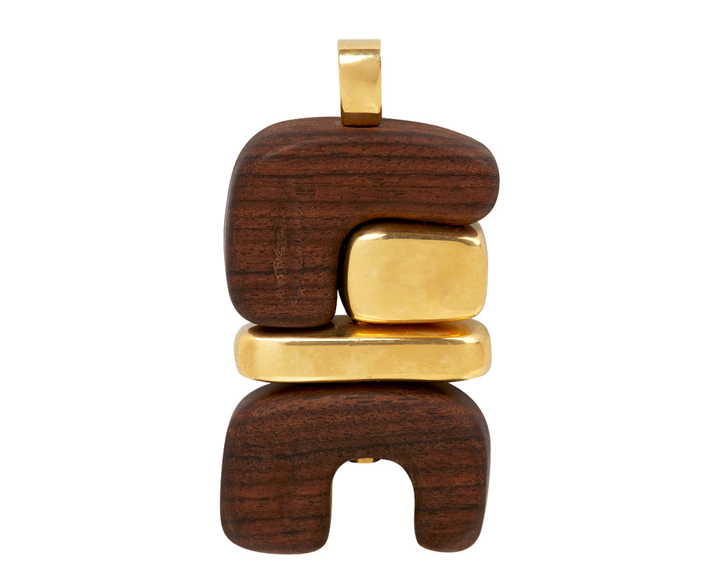 Wood and Gold Earth Totem Pendant ONLY