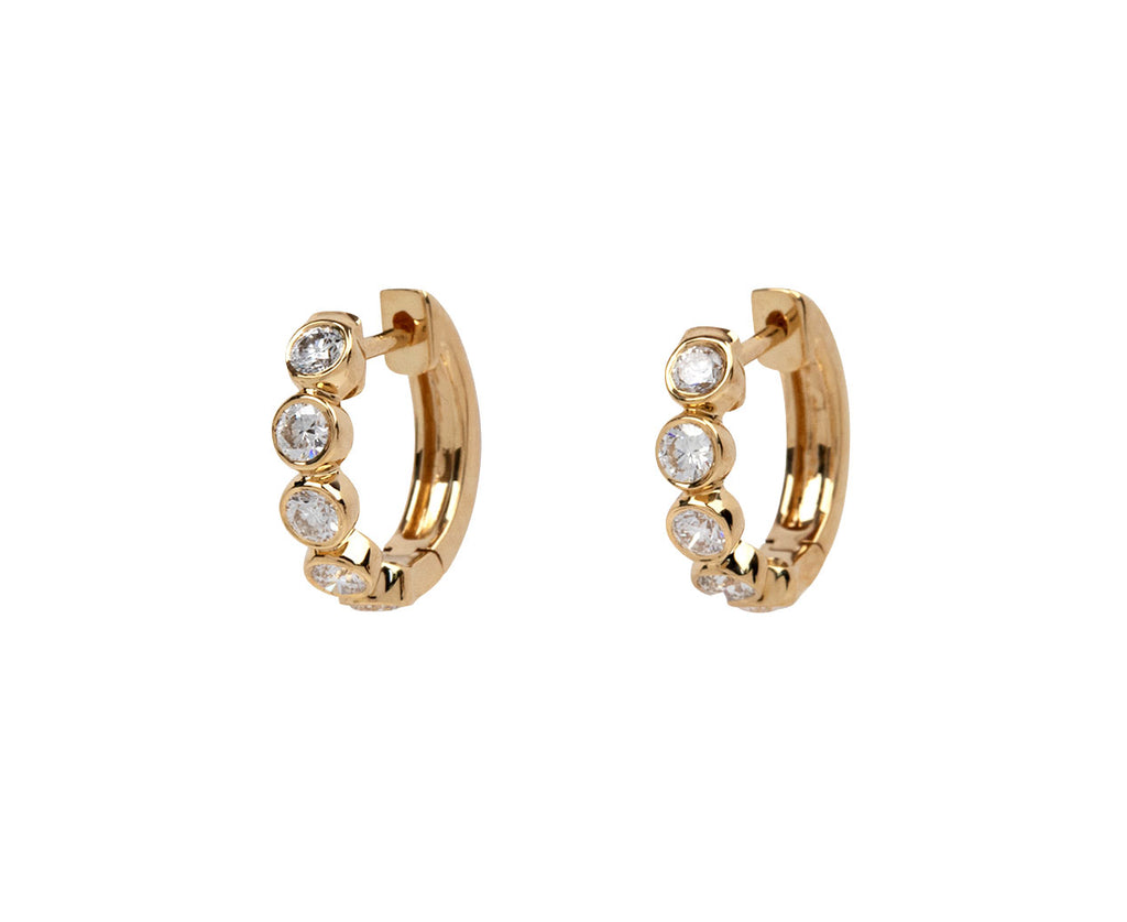 Bezel Set Round Diamond Huggie Hoop Earrings - TWISTonline