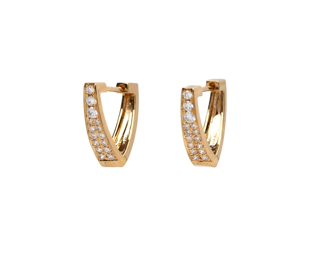 Angular Diamond Huggie Hoop Earrings - TWISTonline