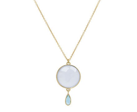 Kothari Elements Chalcedony and Blue Topaz Moon Drop Necklace