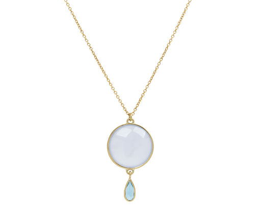 Kothari Elements Chalcedony and Blue Topaz Moon Drop Necklace