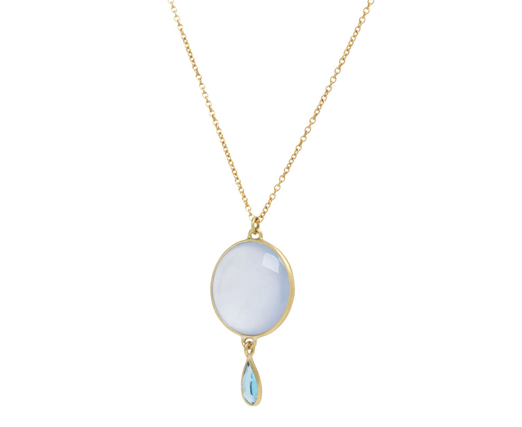 Kothari Elements Chalcedony and Blue Topaz Moon Drop Necklace - Angled View