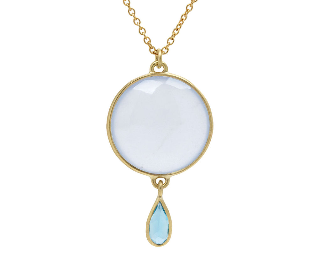 Kothari Elements Chalcedony and Blue Topaz Moon Drop Necklace - Closeup