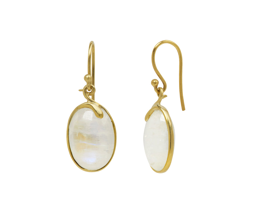 Kothari Elements Rainbow Moonstone Snake Earrings - Angled View