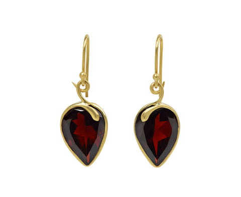 Kothari Elements Inverted Garnet Snake Earrings