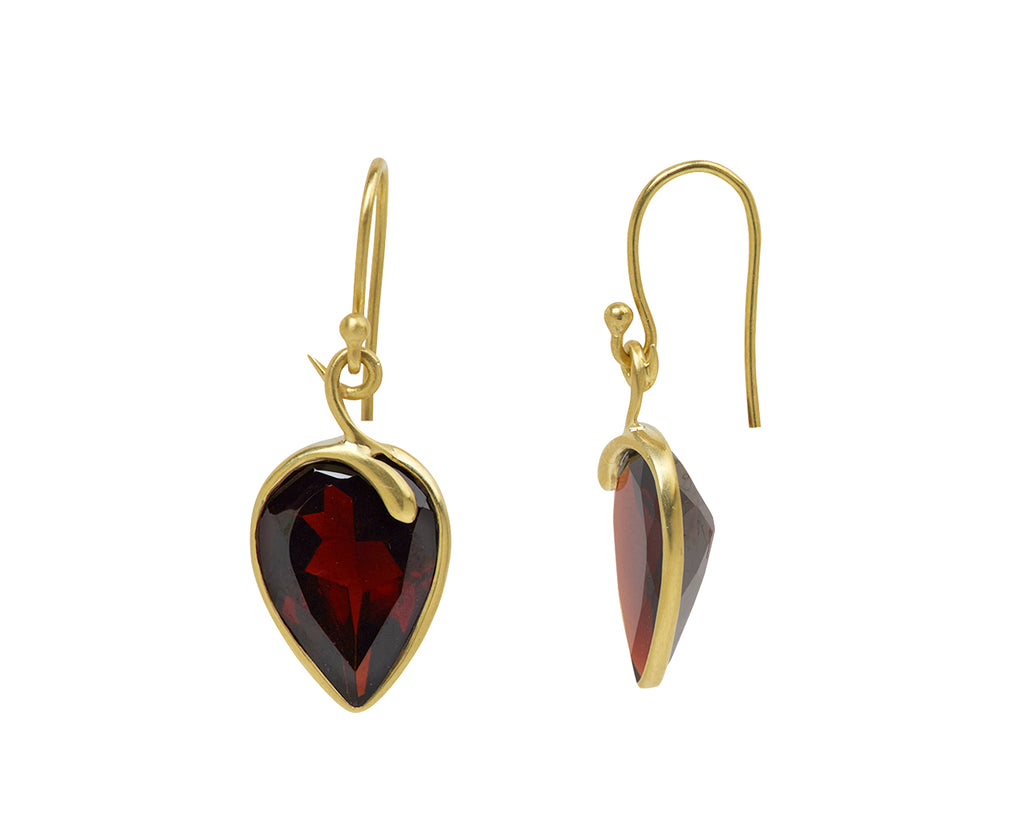 Kothari Elements Inverted Garnet Snake Earrings - Angled View