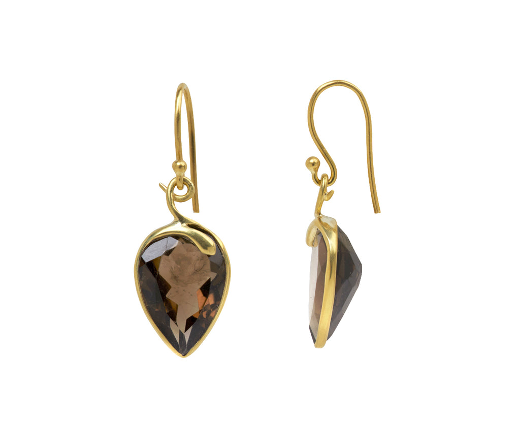 Kothari Elements Inverted Smoky Quartz Snake Earrings - Angled View