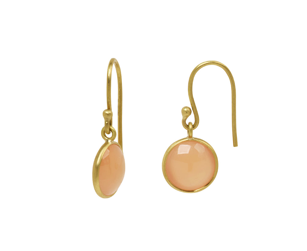 Kothari Elements Peach Moonstone Moon Phase Earrings - Angled View