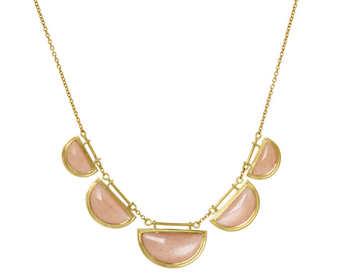 Kothari Elements Peach Moonstone Half Moon Necklace