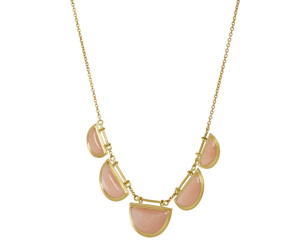 Kothari Elements Peach Moonstone Half Moon Necklace - Angled View