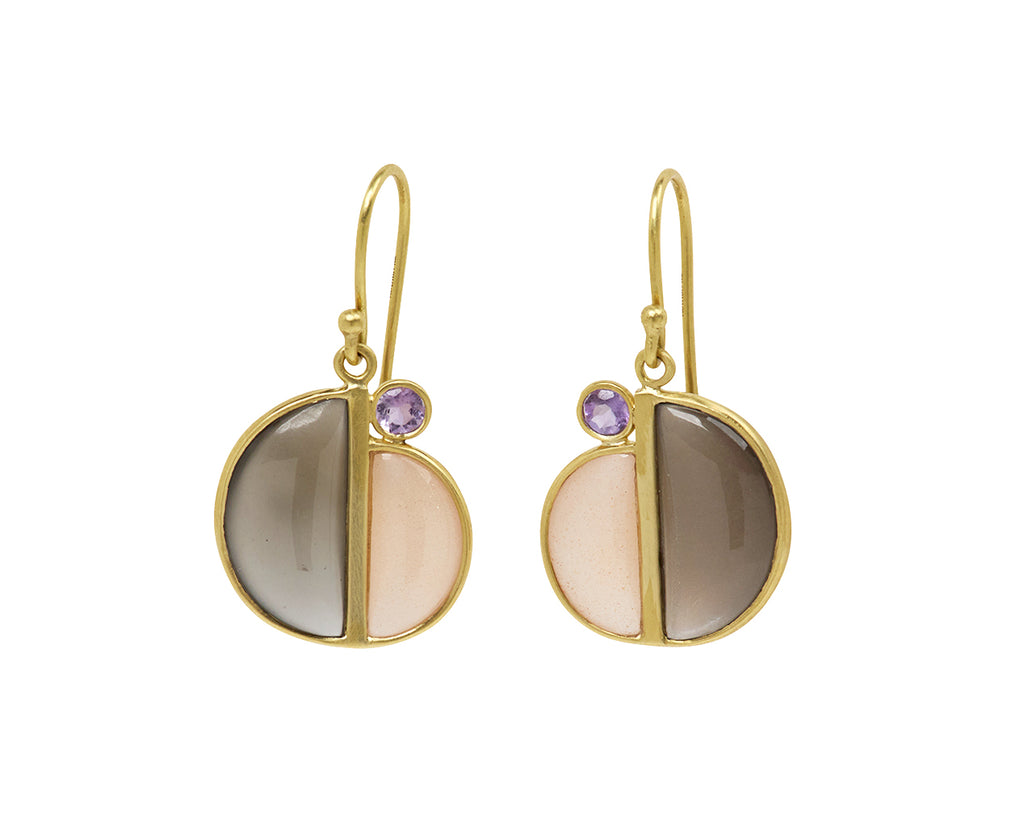 Kothari Elements Moonstone and Amethyst Drop Earrings