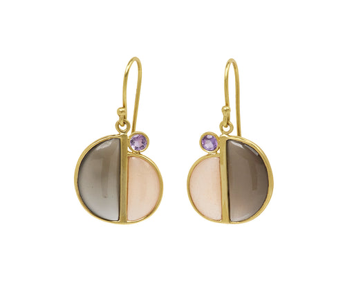 Kothari Elements Moonstone and Amethyst Drop Earrings