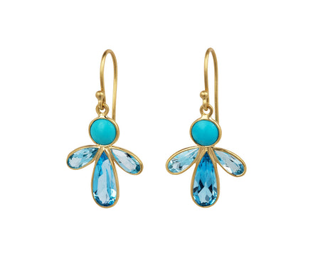 Kothari Elements Turquoise and Blue Topaz Champa Bee Earrings