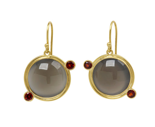 Kothari Elements Black Moonstone and Garnet Moon Orbit Earrings