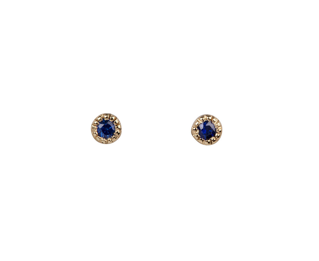 Jennie Kwon Tiny Blue Sapphire Moon Drop Stud Earring