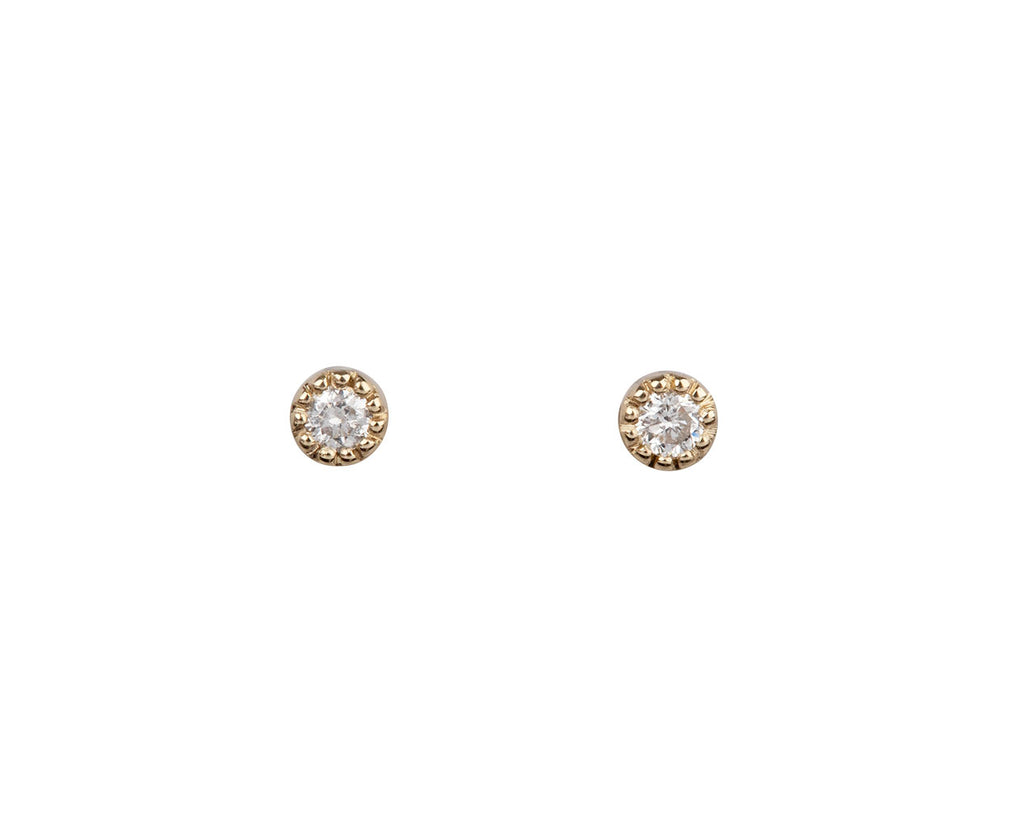Tiny Diamond Moon Drop Stud Earring