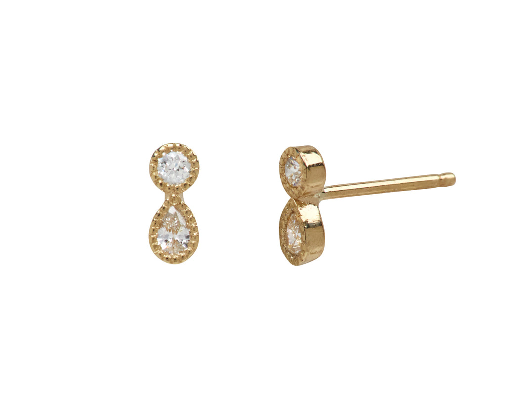 Jennie Kwon Diamond Dewdrop Stud Earrings - Angled View