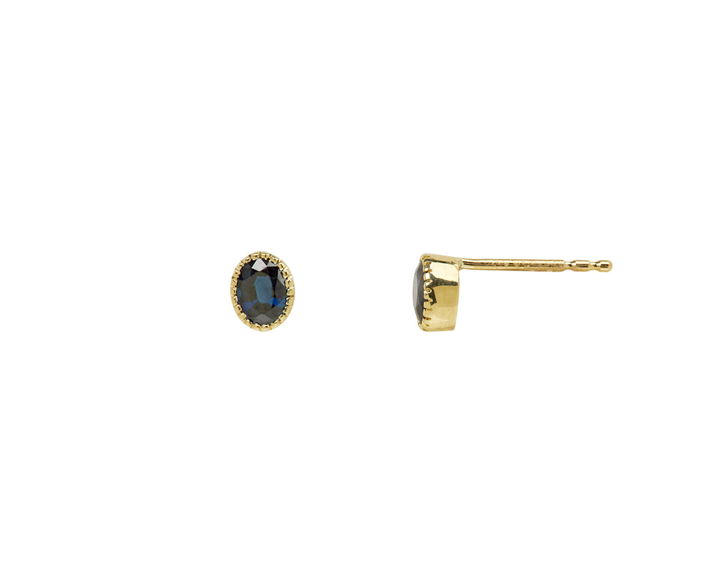 Jennie Kwon Oval Sapphire Stud Earrings - Side View