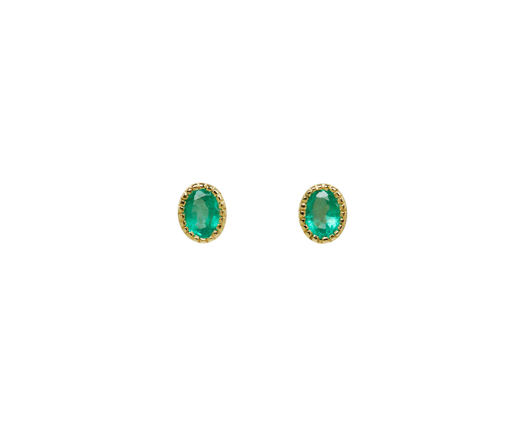 Jennie Kwon Emerald Oval Stud Earrings