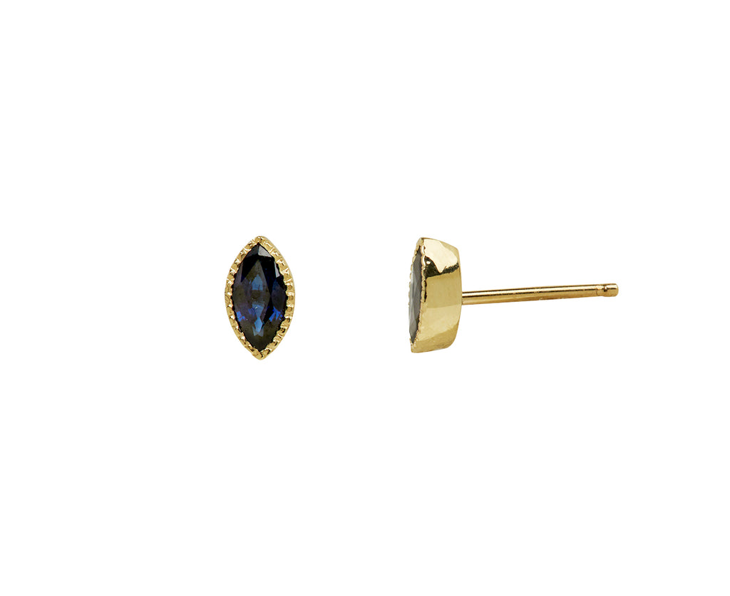 Jennie Kwon Marquise Sapphire Stud Earrings - Side View