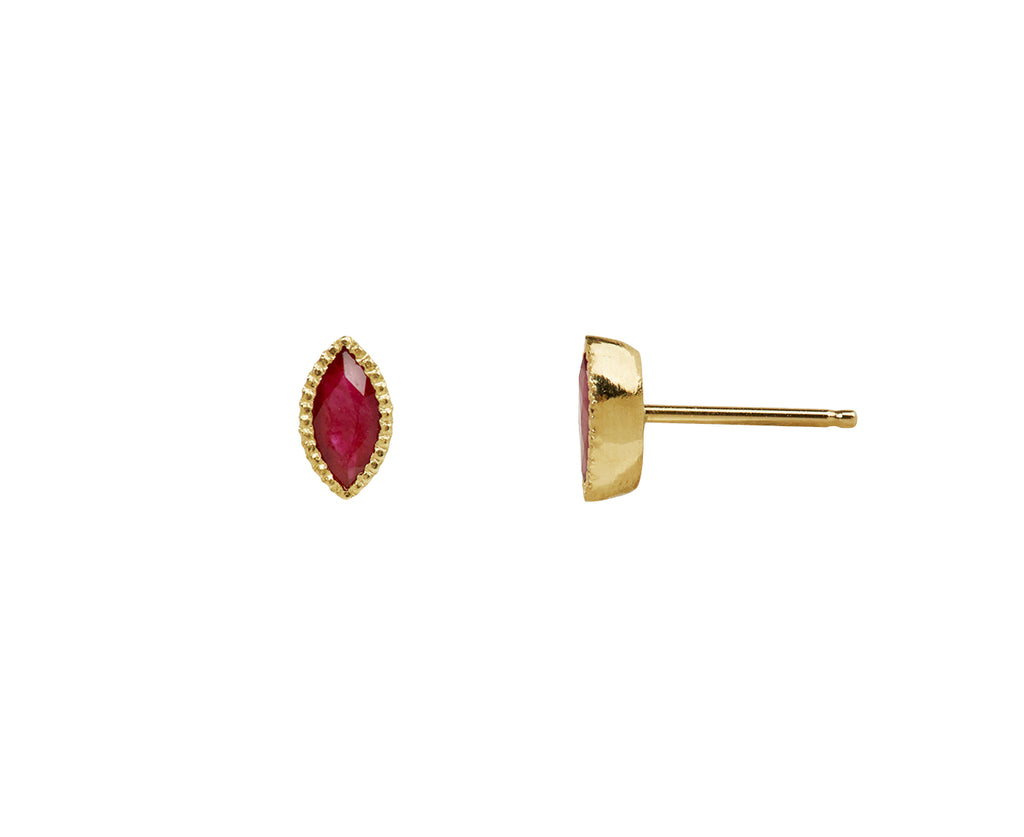 Jennie Kwon Marquise Ruby Stud Earrings - Side View