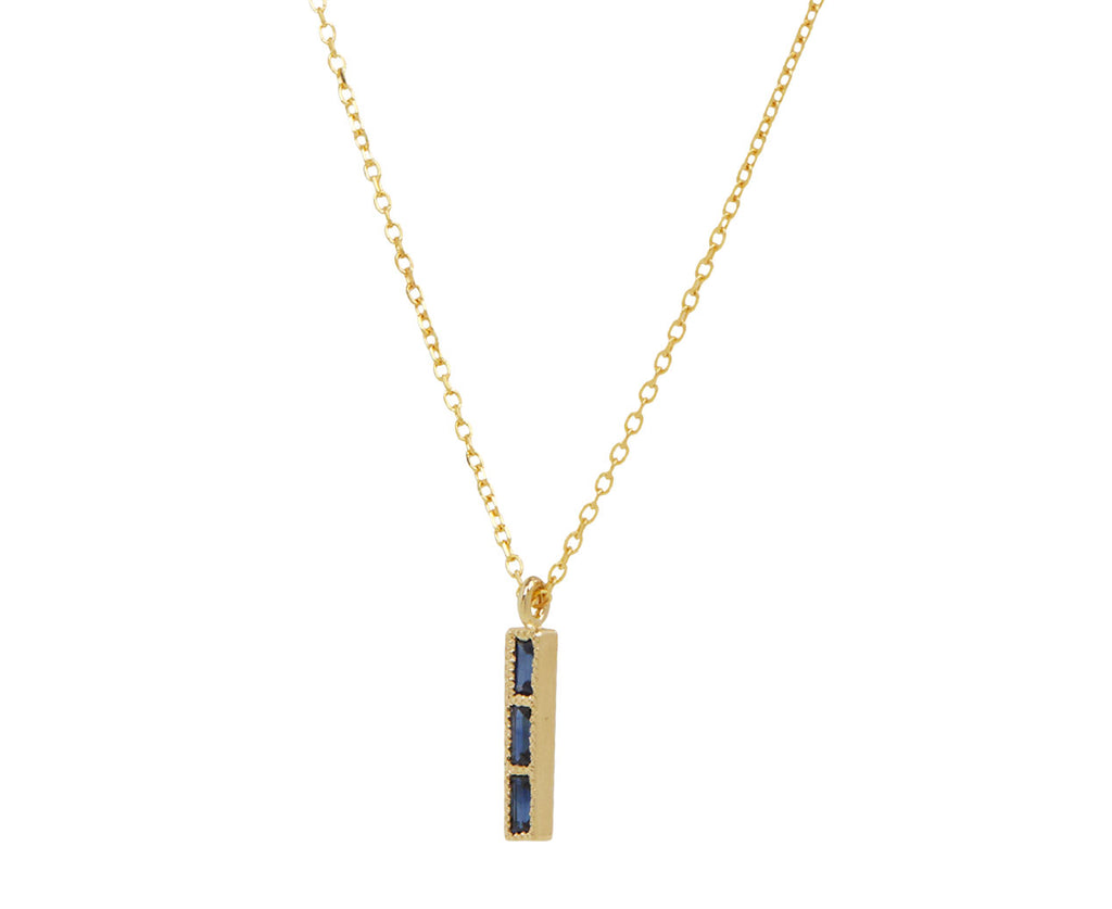 Jennie Kwon Blue Sapphire Tile Necklace - Angled View
